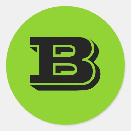Capital Letter B Yellow Green Stickers by Janz