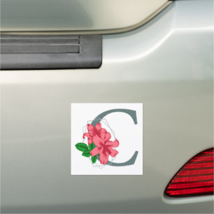 Capital letter C floral monogram Car Magnet