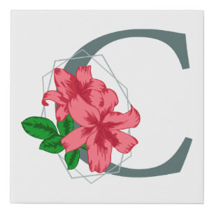 Capital letter C floral monogram Faux Canvas Print