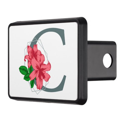 Capital letter C floral monogram Hitch Cover