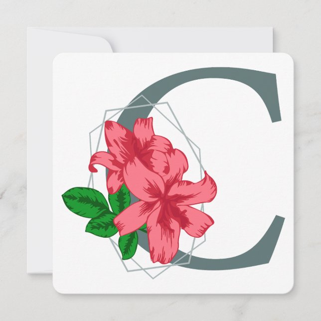 Capital letter C floral monogram Invitation (Front)