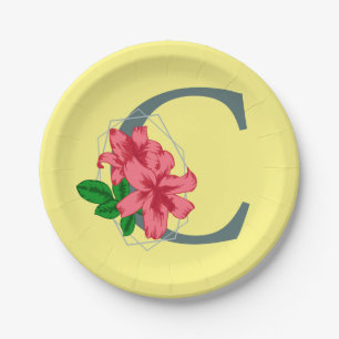 Capital letter C floral monogram Paper Plates