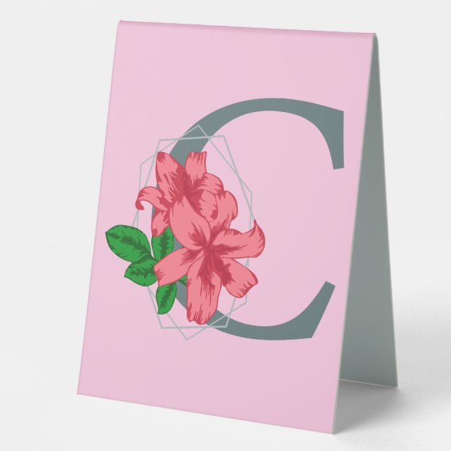 Capital letter C floral monogram Table Tent (Front)