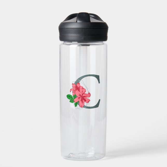Capital letter C floral monogram Water Bottle (Front)