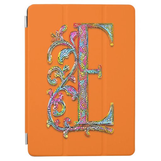 Capital letter E adorned with multicolored bulls  iPad Air Cover
