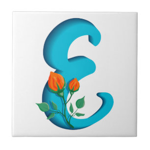 Capital letter E floral monogram Ceramic Tile