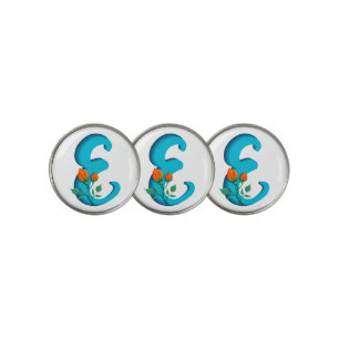 Capital letter E floral monogram Golf Ball Marker