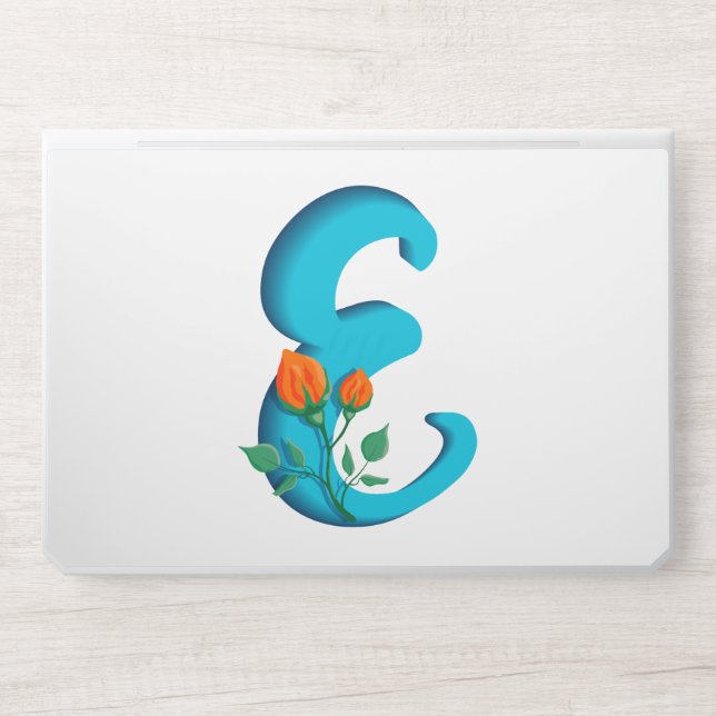 Capital letter E floral monogram HP Laptop Skin (Front)