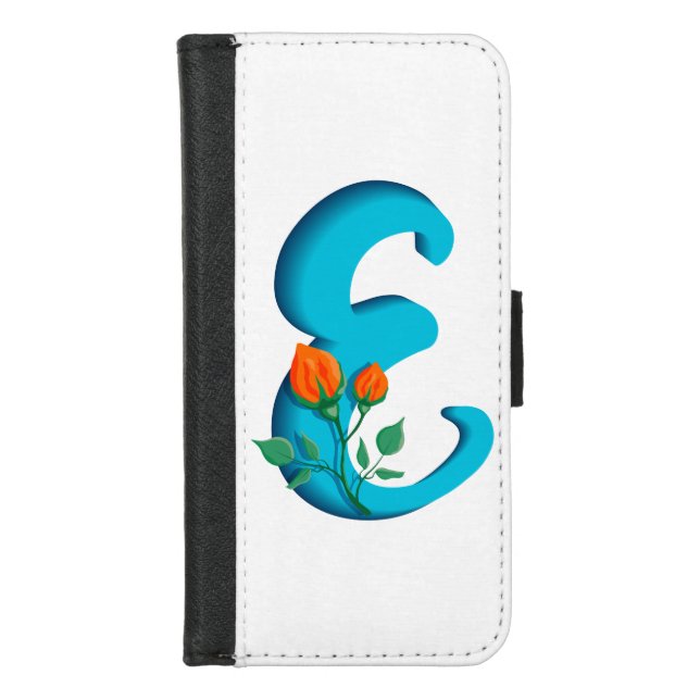 Capital letter E floral monogram iPhone Wallet Case (Front)