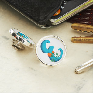 Capital letter E floral monogram Lapel Pin