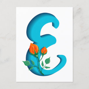 Capital letter E floral monogram Postcard