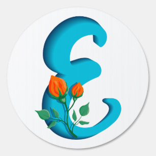 Capital letter E floral monogram Sign