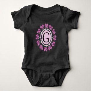 Capital letter G floral monogram Baby Bodysuit
