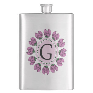 Capital letter G floral monogram Flask