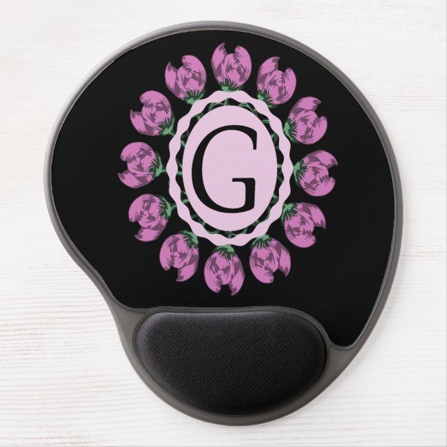 Capital letter G floral monogram Gel Mouse Pad (Front)