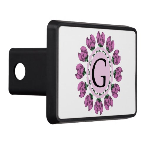 Capital letter G floral monogram Hitch Cover