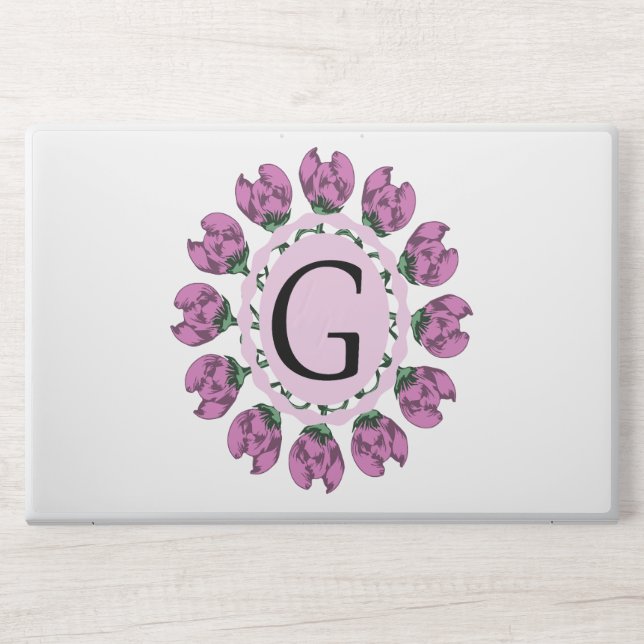 Capital letter G floral monogram HP Laptop Skin (Front)