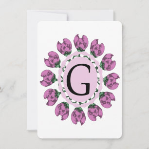 Capital letter G floral monogram Invitation
