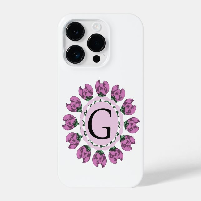 Capital letter G floral monogram iPhone Case (Back)
