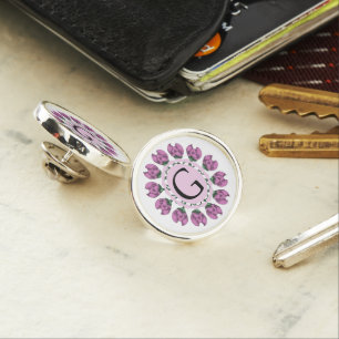 Capital letter G floral monogram Lapel Pin