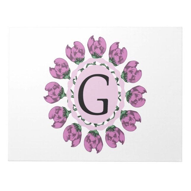 Capital letter G floral monogram Notepad (Front)