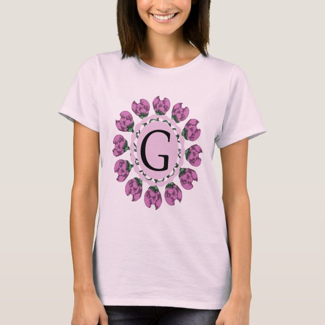 Capital letter G floral monogram T-Shirt (Front)