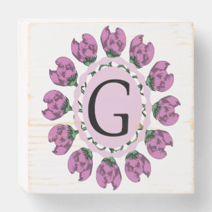 Capital letter G floral monogram Wooden Box Sign