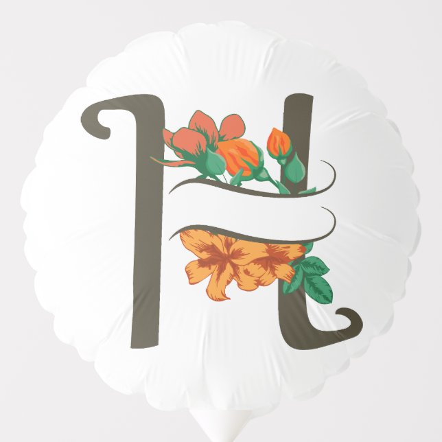 Capital letter H floral monogram Balloon (Front)