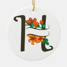 Capital letter H floral monogram