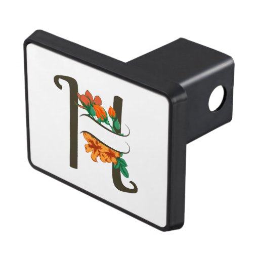 Capital letter H floral monogram Hitch Cover