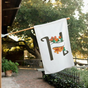 Capital letter H floral monogram House Flag