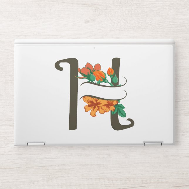 Capital letter H floral monogram HP Laptop Skin (Front)