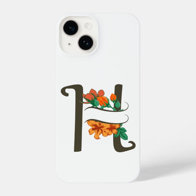 Capital letter H floral monogram iPhone Case (Back)