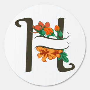 Capital letter H floral monogram Sign