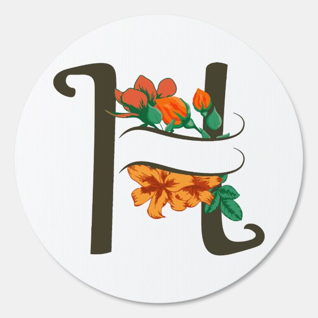 Capital letter H floral monogram Sign (Front)