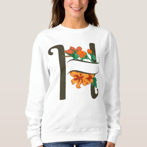 Capital letter H floral monogram Sweatshirt
