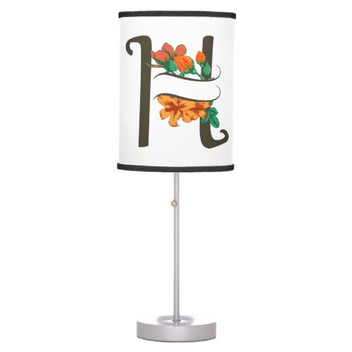 Capital letter H floral monogram Table Lamp