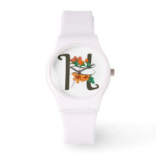 Capital letter H floral monogram Watch