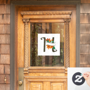 Capital letter H floral monogram Window Cling