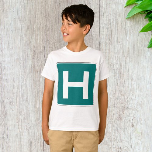 Capital Letter H Green Background T_Shirt