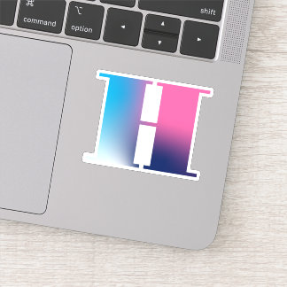 Capital Letter H Monogram Gradient Pink Blue White Sticker