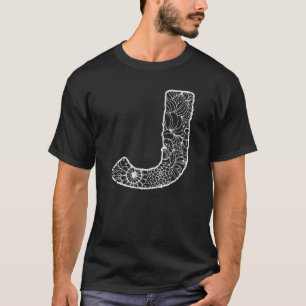 Capital Letter J  Floral Chic Boho Abstract Doodle T-Shirt