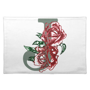 Capital letter J floral monogram Cloth Placemat