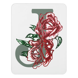 Capital letter J floral monogram Door Sign