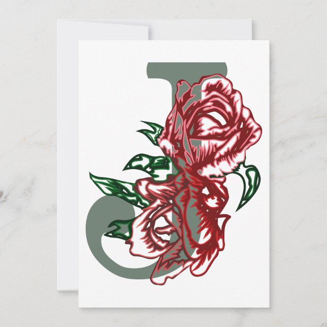 Capital letter J floral monogram Holiday Card (Front)