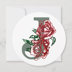 Capital letter J floral monogram Invitation