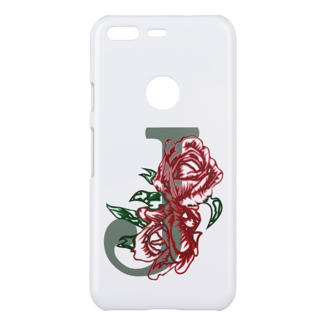 Capital letter J floral monogram Uncommon Google Pixel Case (Back)