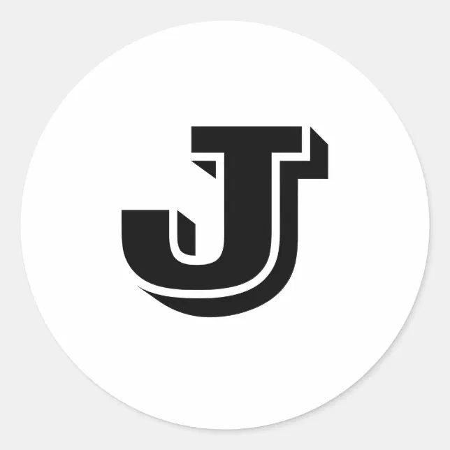 J With Rounded Edges Capital Letter J Large Round Stickers by Janz | Zazzle
