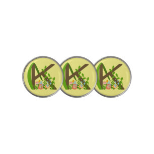 Capital letter K floral monogram Golf Ball Marker