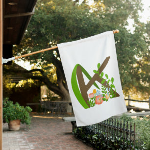 Capital letter K floral monogram House Flag